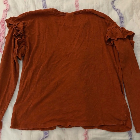 Universal Thread Rust Orange Shirt with Ruffles - Picture 2 of 5